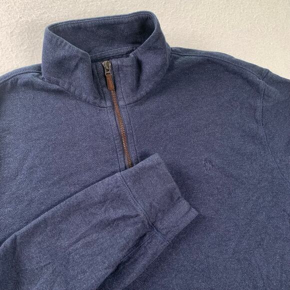 Polo Ralph Lauren Other - Polo Ralph Lauren Quarter Zip Mens Large Herringbone Navy Blue Pullover Sweater